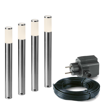 4x LED tuinpaal - 1 Watt - 12V - 600mm - complete set