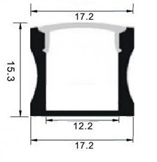 1 meter LED Profiel 15mm hoog aluminium u-profiel