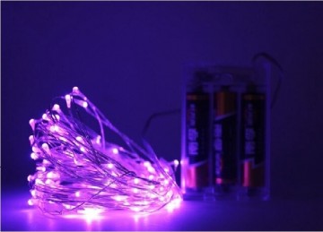 Kerst koperdraad LED verlichting - Paars - 5 meter - Op batterijen