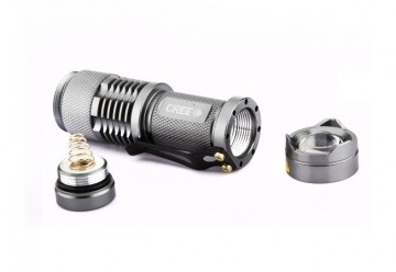 Torch LED 300 Lumens zaklamp mini silver 9,3 CM