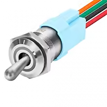 Tuimelschakelaar met verlichting - 16mm - RGB - ON/OFF - 12/24V - Met socket