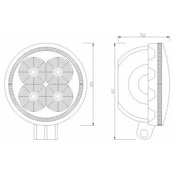 LED werklamp - 9W - 4 LED - 600 lumen