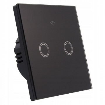 Smart wandschakelaar zwart - Tweevoudig - 300W - SmartLife