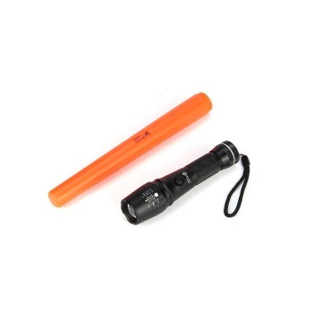 LED zaklamp met zoomfunctie - Met verkeerskegel - Extra lang