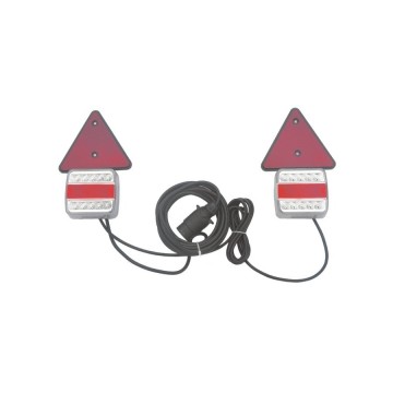 LED achterlichtcombinatie - 2 x 10 LEDs - Met gevarendriehoek - Magnetisch