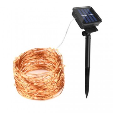 Zonne-Energie Outdoor LED verlichting - 10 meter - Warm Wit - 12V - ultra dun