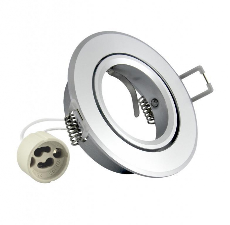 Inbouw spot GU10 - aluminium - rond armatuur - geborsteld - zilver/zilver 95mm -