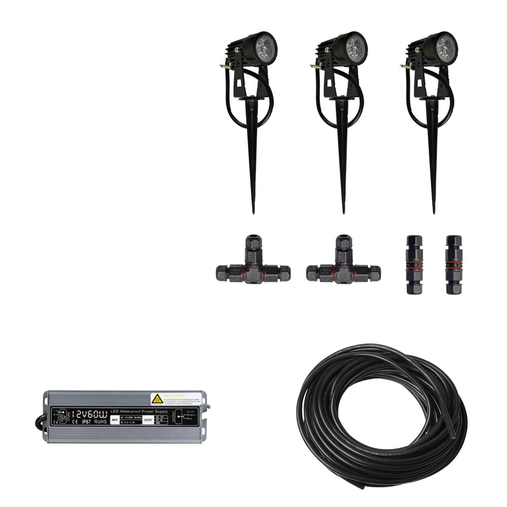 instructeur Evalueerbaar spreken 3x LED grond spot - 12V - 3 watt - complete DIY set - ABC-led.nl