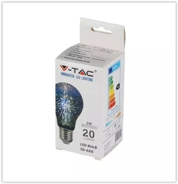 LED 3D Lamp - E27 3 Watt - Dimbaar - Warm Wit - 20 Lumen - ABC-led.nl